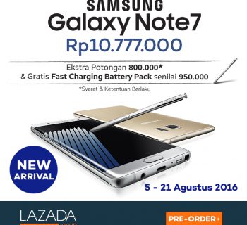 5-21 Agustus 2016 - Pre-Order Samsung Galaxy Note 7