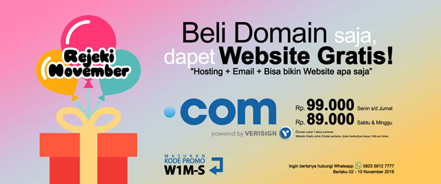 Rejeki November - Beli Domain Dapet Website Gratis