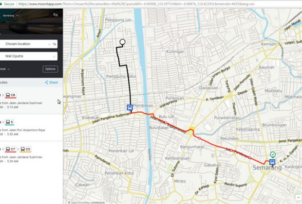 Aplikasi MOOVIT - Petunjuk Rute Angkutan Kota